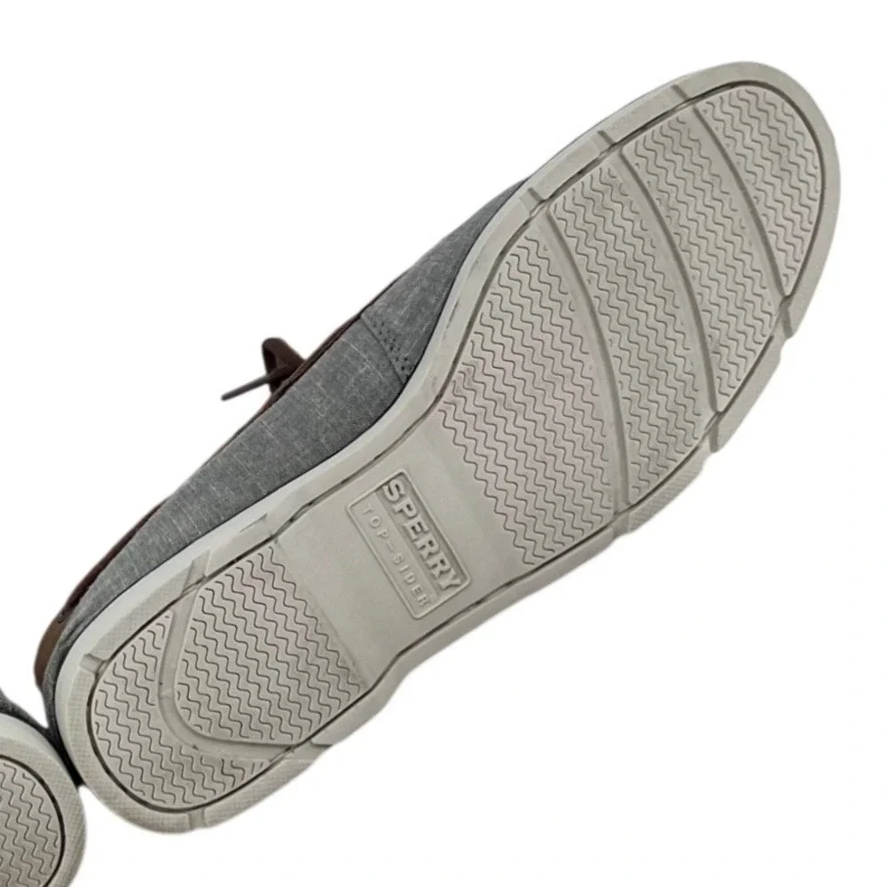 Sperry Top-Sider Boat Shoes Mens 10 Grey Brown‎ STS18767 Canvas Leather Loafers